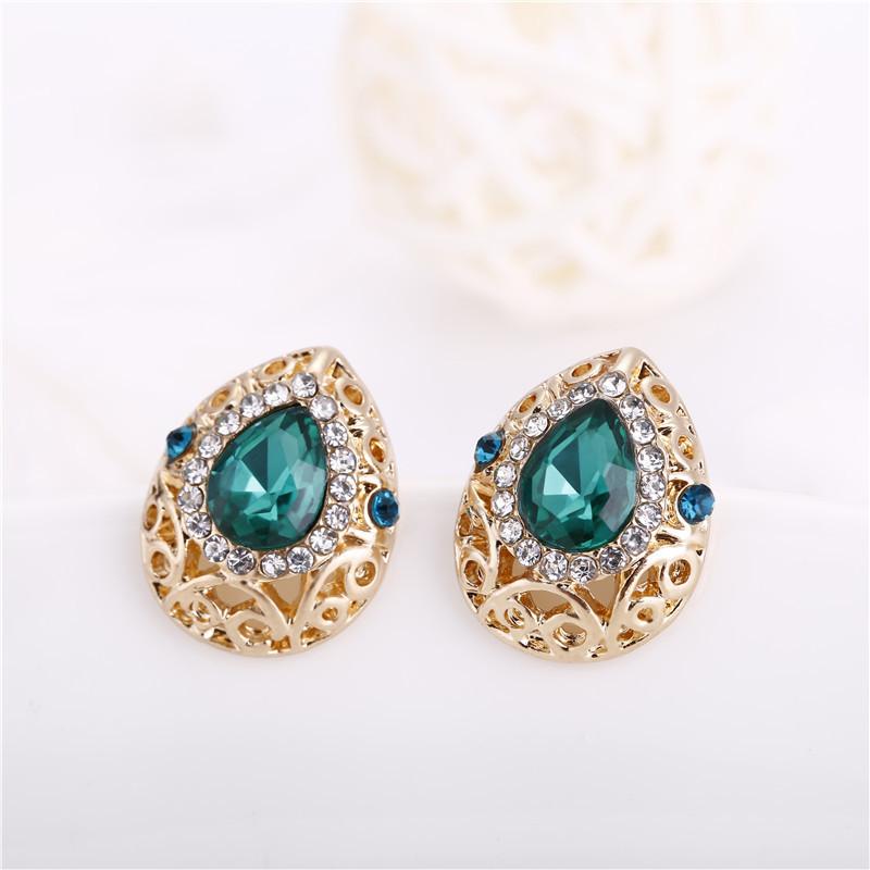 1set/3pcs (Necklace + Earrings) Women's Elegant Jewelry Set Water Drop Pendant Crystal Diamond Women's Jewelry Set