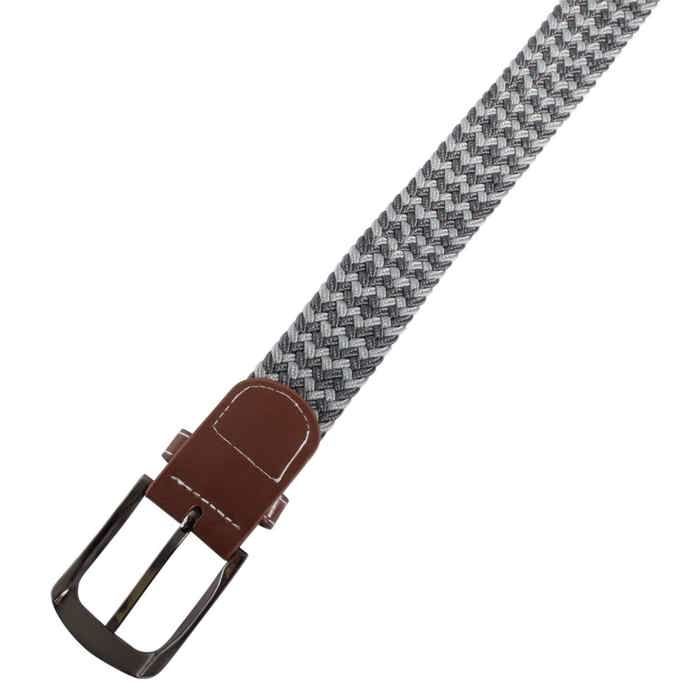 Ceinture textile - 100 cm - Polyester - Gris/Marron - Largeur 3,2 cm