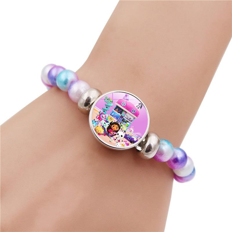 Cartoon Heart Necklace Cute Peach Heart Jewelry Sweater Decoration Chains Colorful Beaded Bracelet Kids Girls Gifts