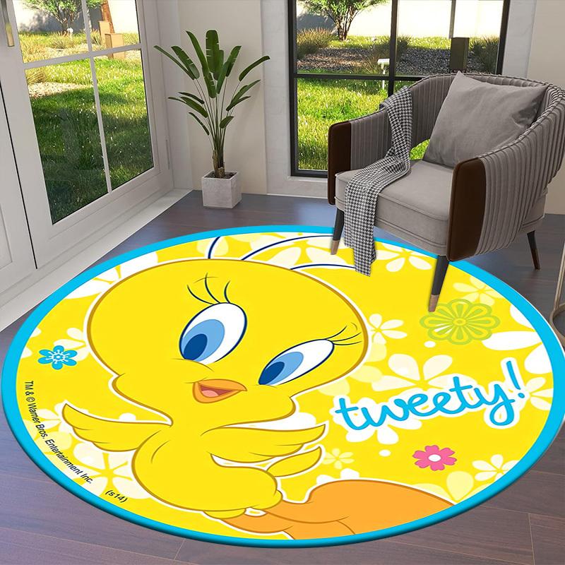 1pc Tweety Bird Round carpet, Made of Polyester,Perfect for Decorating Office Chairs, Living Rooms,fplt257