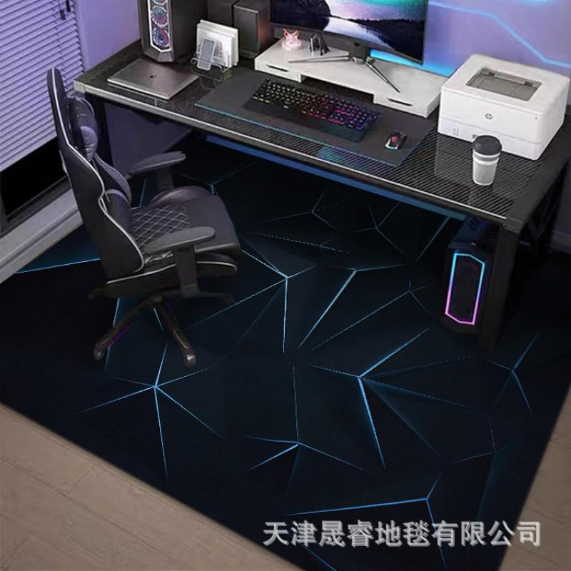 Gaming Room Rug Chair Mat Floor Protection Non-Slip Geometric Crystal Velvet Carpet Living Bedroom Study