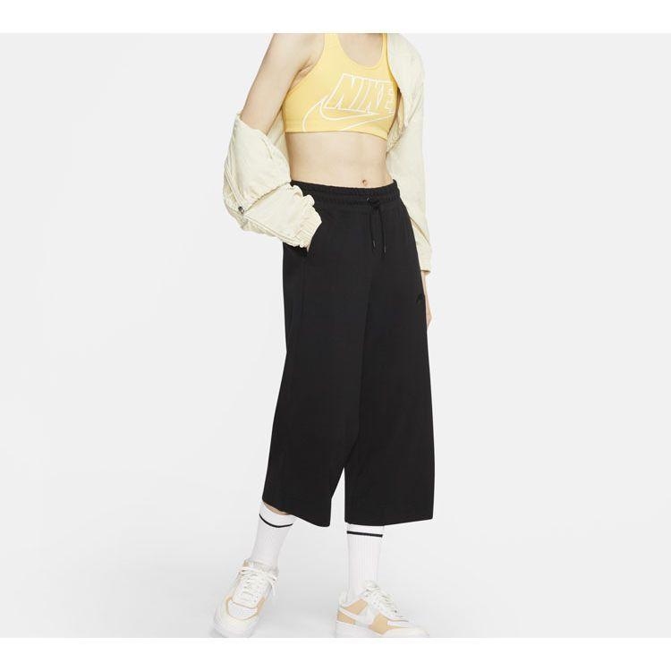 Nike Sportswear Wide Leg Design Cropped Knit Sports Pants Women Pants Black CJ3749-010