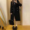 Academy-Style JK Uniform Double-Breasted Wool Coat - Black, Mid-Length, High-End Feel, Straight Shoulders, Autumn/Winter.