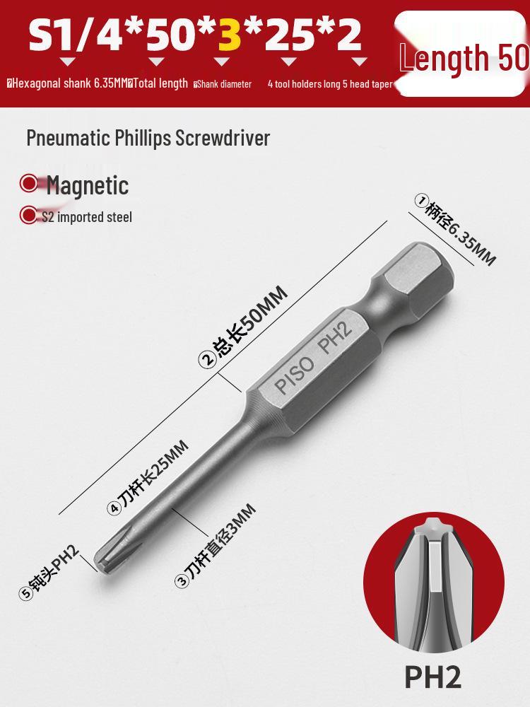 Hexagonal Magnetic Pneumatic Air Screwdriver, S2 1/4 Electric Bit Set