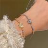 Butterfly Charm Bracelet With Zirconia Crystals 18K Gold Plated Titanium Steel Elegant Daily Wear Jewelry