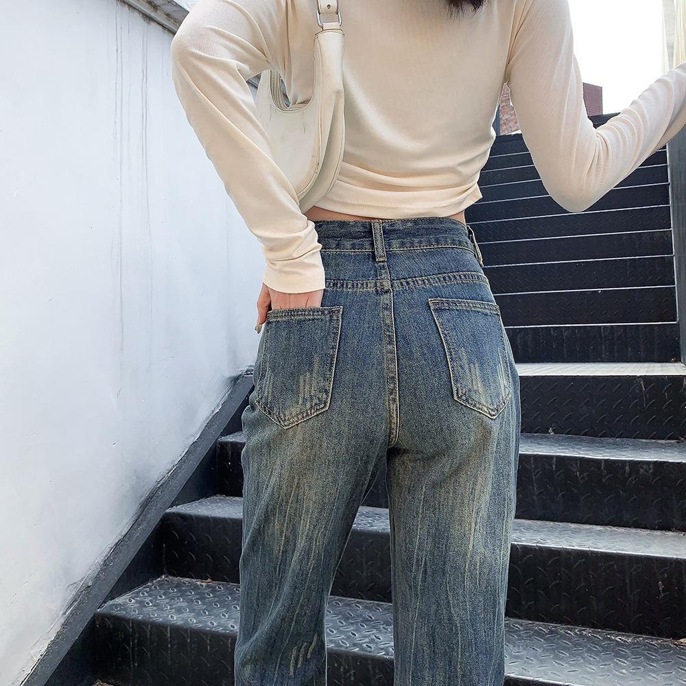 2024 Spring/Autumn Women's High Waist Retro Micro Flare Jeans - Thin, Loose, Slimming, Wide Leg, Non-Clingy Pants