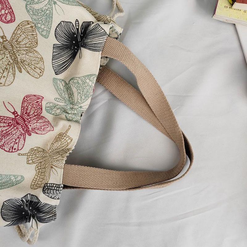 Fashion Printed Canvas Handbag Large Capacity Tote Bag Office Worker Lunch Box Bento Bag