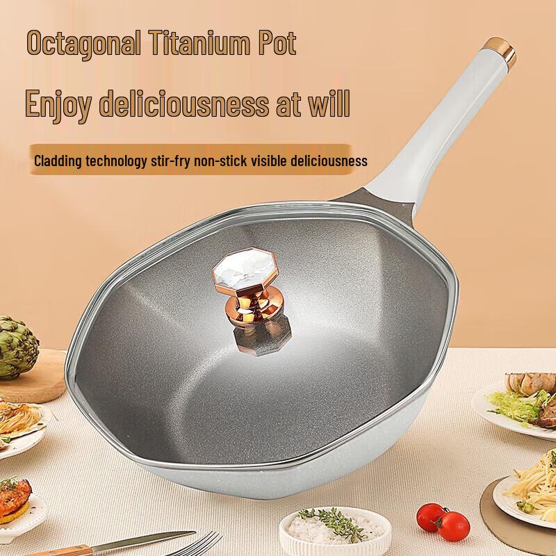 INMINDS Octagonal Titanium Non-Stick Wok