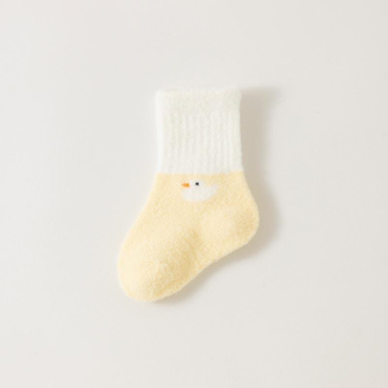 Mink Cashmere Thick Winter Mid-Calf Socks: Warm, Velvet-Lined, Solid Colors for Boys & Girls