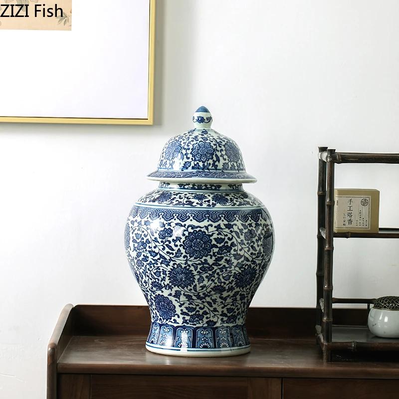Classical Blue and White Porcelain General Jar Ceramic Candy Pots Tea Caddy Cereal Dispenser Storage Jars Cosmetic Containers
