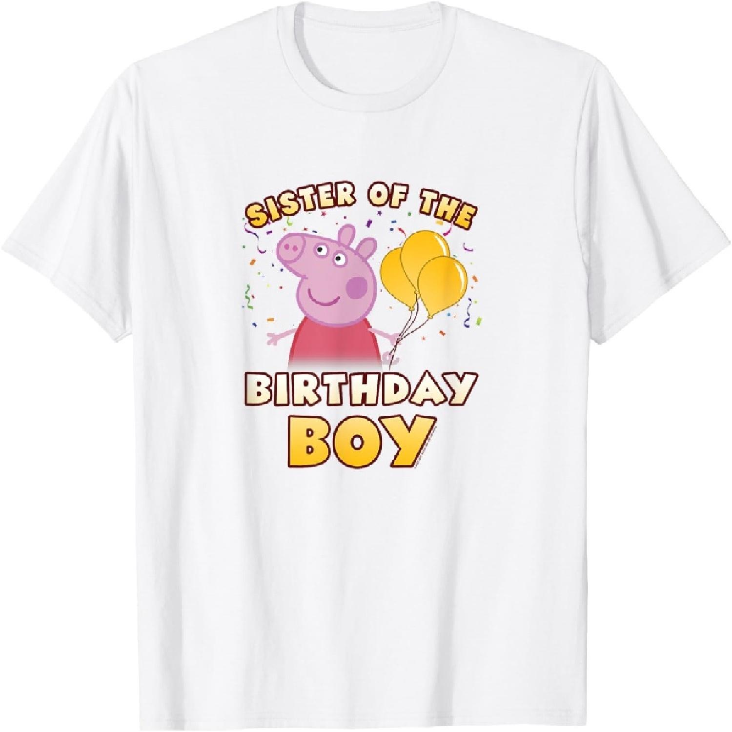Пеппа Пиг Сестра Именинника Праздничная Конфетти Логотип Футболка XXXXXL белый