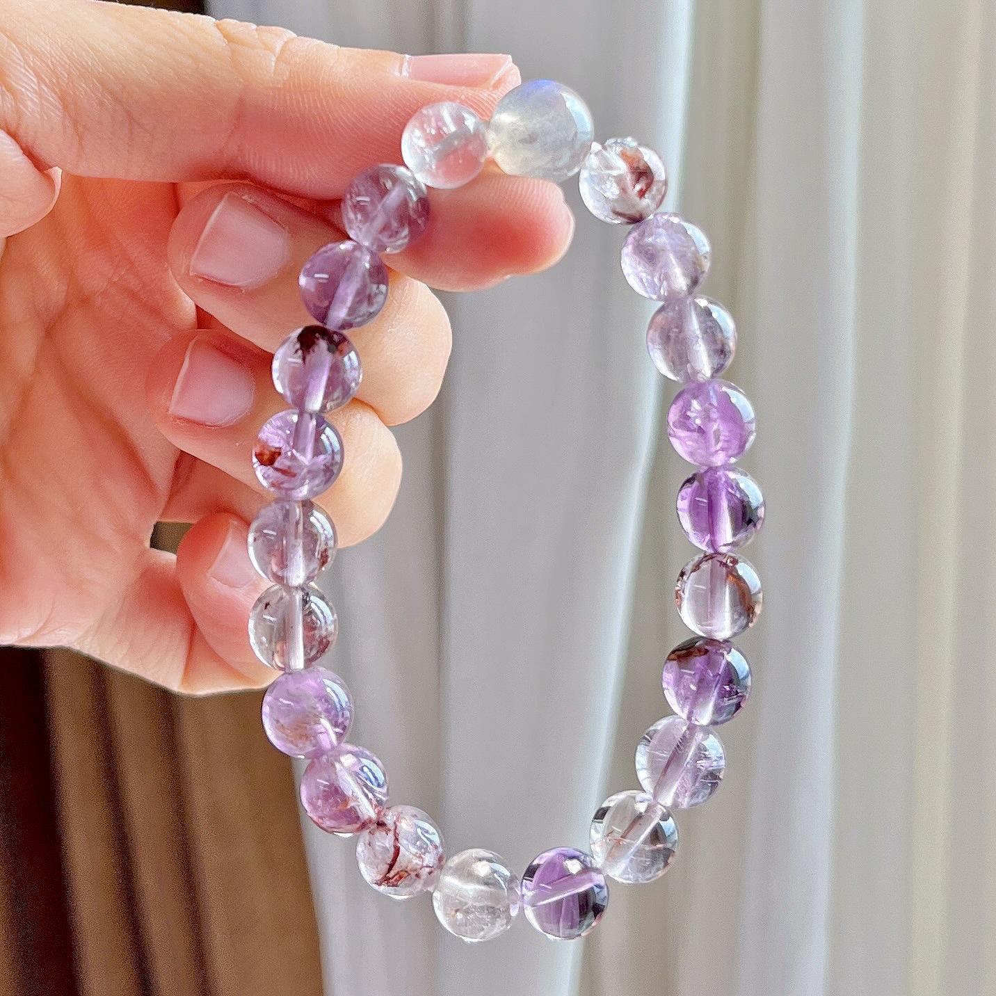 8Mm Natural Purple Ghost Moonstone Design Bracelet