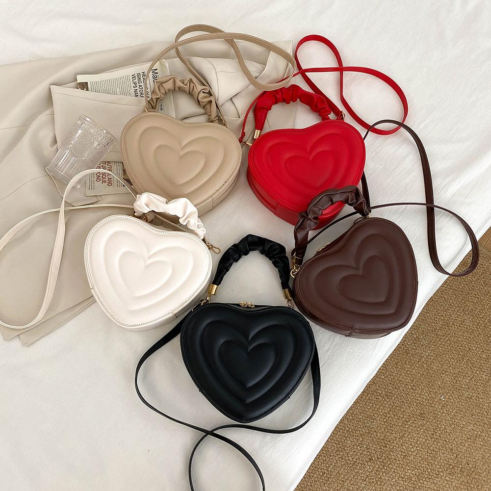 Women Heart Shape Clutch Purse Evening Handbags Stylish PU Casual Crossbody Handbags Cute with Strap for Shopping Work Daily Use