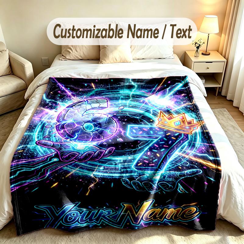 Neon Theme Custom Blanket Personalized Name & Text Customized Soft Warm Throw Blanket Home Decor