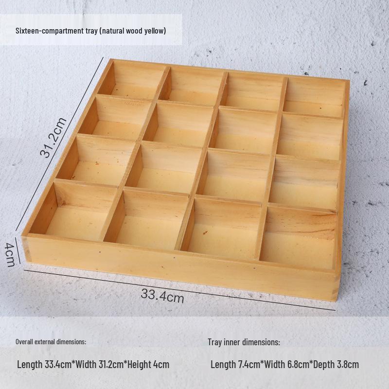 Retro Wooden Multi-Grid Desktop Storage Box and Display Tray