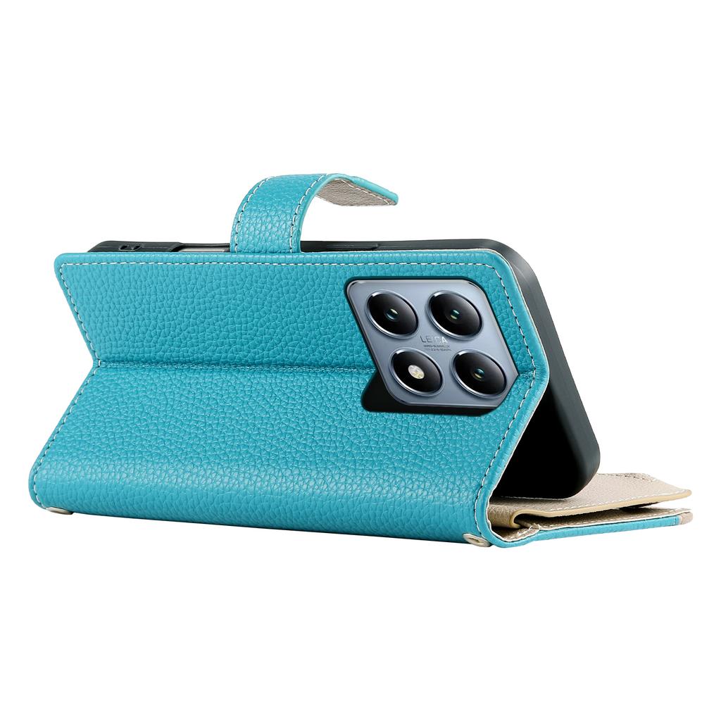 Für Xiaomi 14T Pro Hülle Reißverschluss-Geldbörse Farbspaltung Leder Klapp-Handyhülle mit Riemen