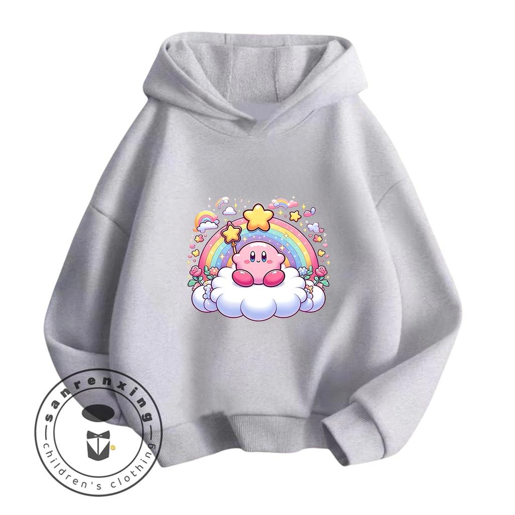 Cartoon Print Kirby Hoodie New 2026 Hot Selling For Kids Teenagers Boys Girls Autumn Winter Fashion Casual Trendy