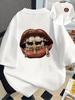 Men's Retro Hip-Hop Golden Teeth T-Shirt - Double-Sided Front & Back Print, Round Neck Regular Fit S