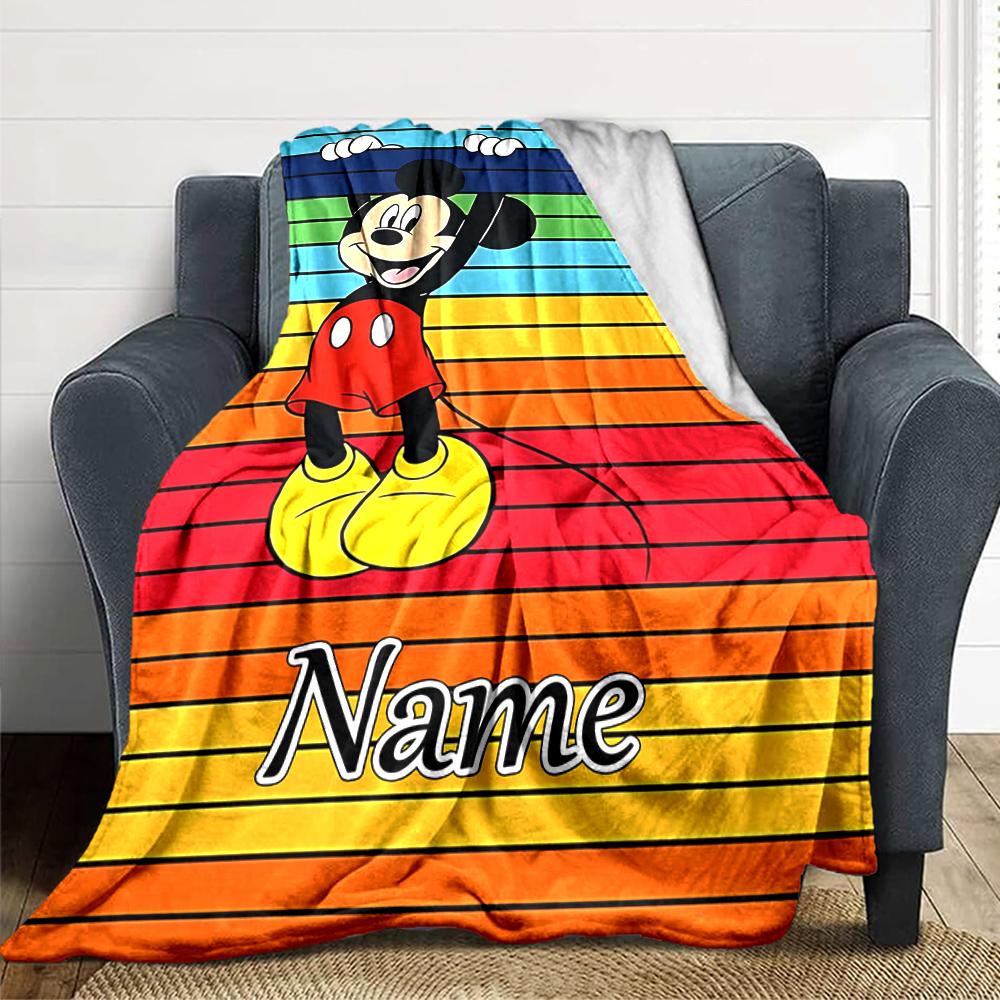 Custom Name Mickey Mouse Celebration blanket for Couch & Bed, Plush Cozy Fuzzy Blanket Super Soft & Warm Blankets for Fall and Winter. 090826