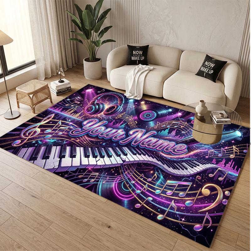 Tappeto in Velluto Morbido di Cristallo Tema Generale Musica Stampa Personalizzata Nome & Testo Tappeto Antiscivolo per Camera da Letto Soggiorno