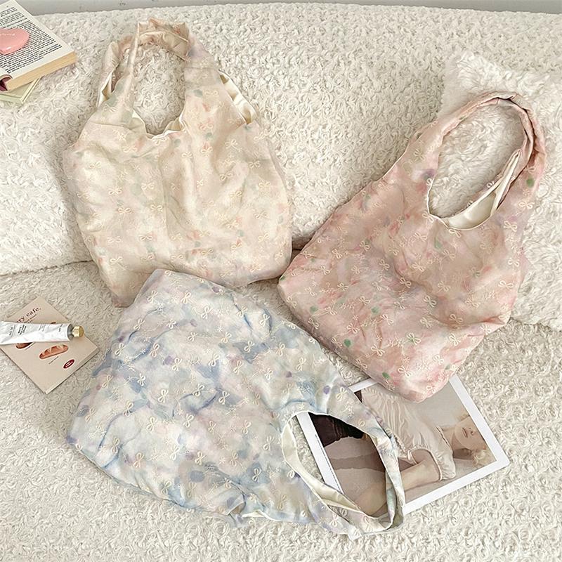 Sweet Shoulder Bag For Women Fanshion Floral Bow Lace Style Handbag Large Casual Capacity Shopper Tote Bags