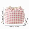 Plaid Pattern Drawstring Cosmetic Organizer Large Capacity Drawstring Storage Pouch  Travel Storage