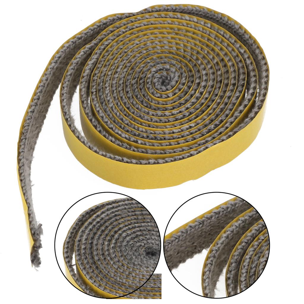 3mmx15mm Flat Stoves Rope Self-Adhesive Fiberglass Fireplace Door Sealing Cord Black Seal Stove Fire Rope 2m Length