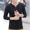 Men T-shirt V Neck Buttons Decoration Slim All Match Spring Base Shirt for Daily Wear
