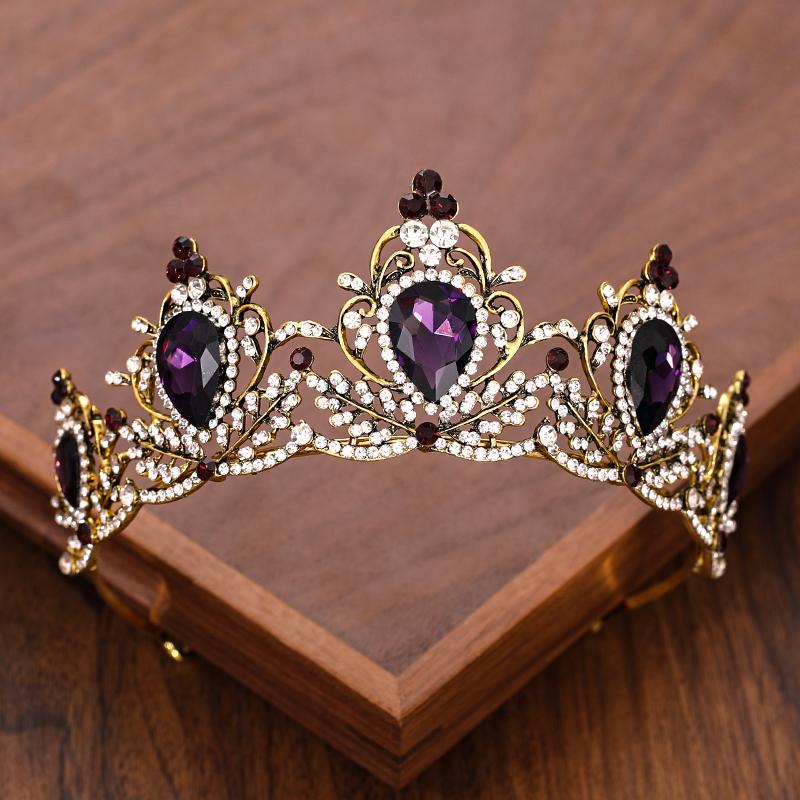 Vintage Barokke Koningin Kroon en Tiara Kristal Strass Kroon Bruids Diadeem Haar Sieraden Bruiloft Haaraccessoires Feest Tiara's