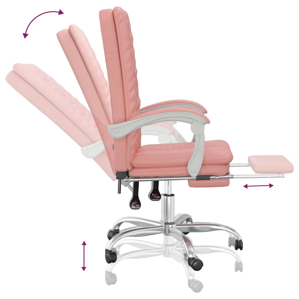 Office Chair with Reclining Function Pink Faux Leather