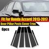 6X Black Window Pillar Posts Molding Trim Accessories For 2013-2017 Honda Accord