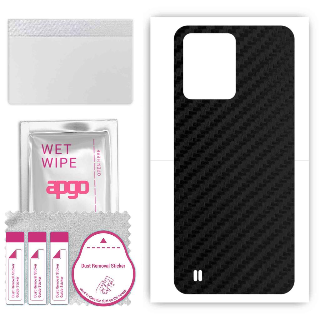 apgo Protective Skin Sticker for the back compatible with Realme C31, Wrap Film, Foil, Vinyl - Pattern Carbon Black