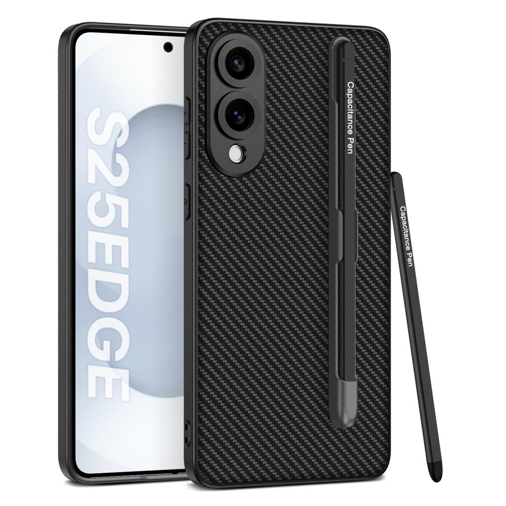 For Samsung Galaxy S25 Edge Case with Stylus Skin Touch PU+TPU+PC Phone Back Cover