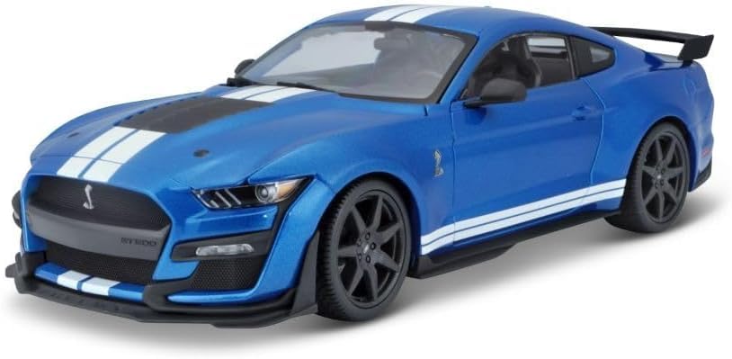 

Maisto 2020 Ford Mustang Shelby GT500 Синий x Белая полоса Масштаб Специальное издание Ford Mustang Shelby GT500 с открывающимися дверями и капотом 1/18 синий