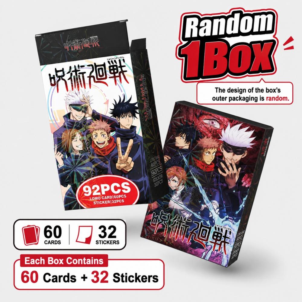 Jujutsu Kaisen 92PCS Lomo Card Set Anime Photo Cards with 32 Stickers for Scrapbook Journal Album Desk Decor Gifts Toys