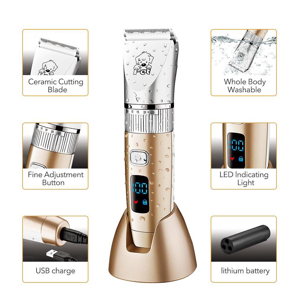 LCD Display Ceramic Blade Pet Clipper: Full Body Wash Trimmer for Cats and Dogs