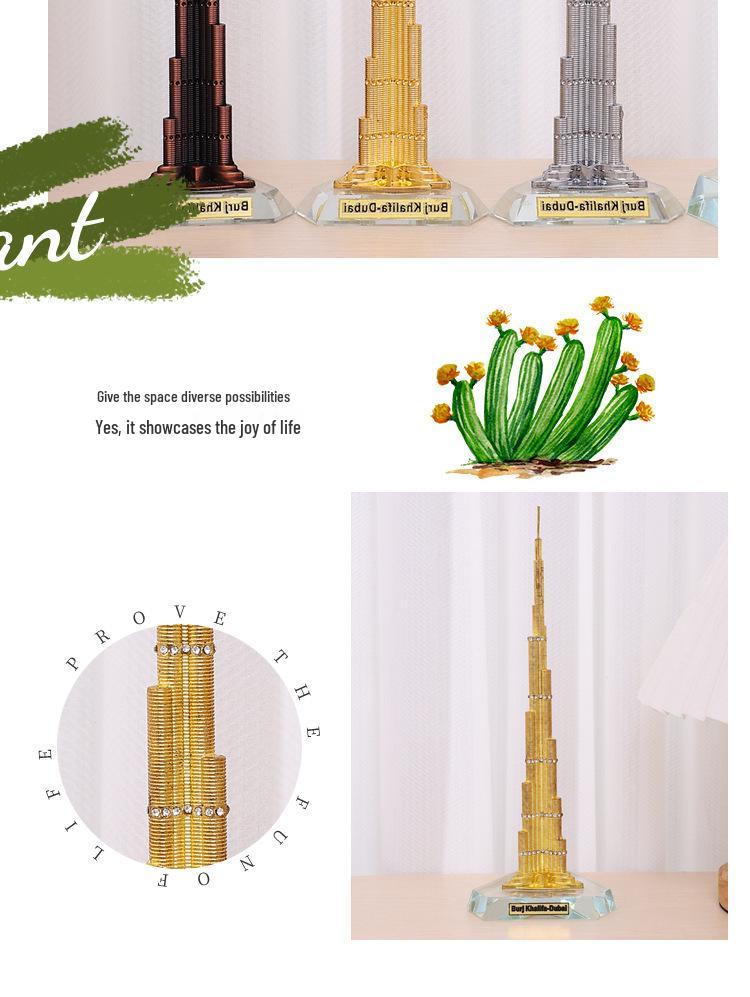 Burj Khalifa Metal Souvenir Model - Dubai Tower Architectural Ornament