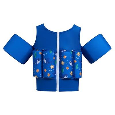 Gogokids Kids' Swim Vest with Removable Floatation Pads and Armbands, Zip-Up Toddler Float Swimsuit, Adjustable Buoyancy Aid for Ages 1-6, Airless Flo