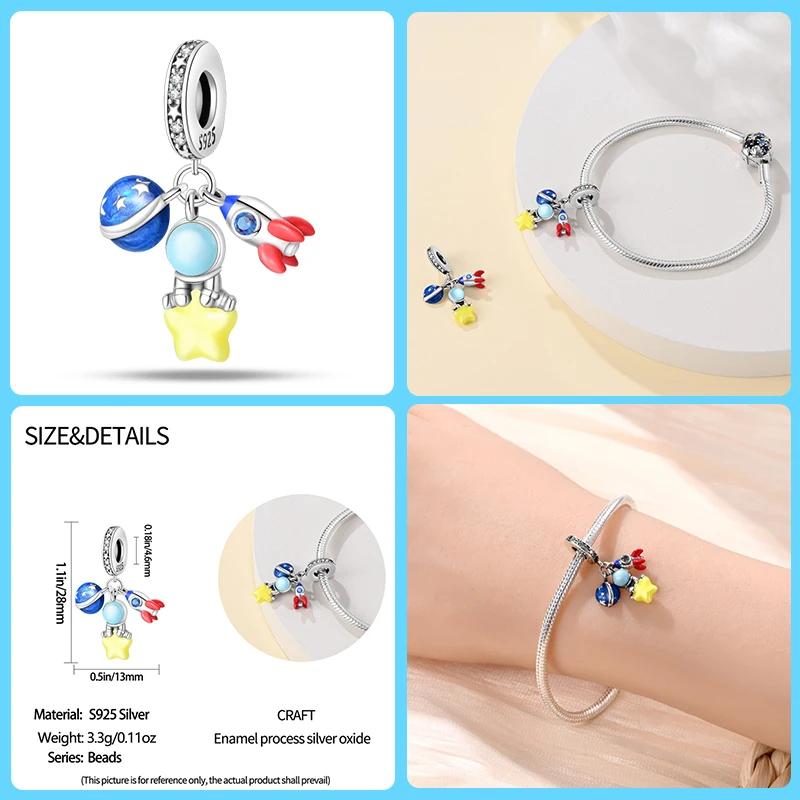 Kupfer Mode Weltraumreise Kollektion Rakete Astronaut Anhänger Perlen Passend 4mm Lochdurchmesser Armband DIY Schmuck