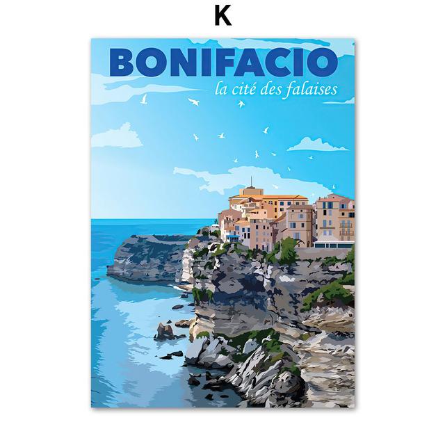 Anime Travel City Landscape Poster French Italy Vintage Wall Art Canvas Painting Nordic Prints Pictures for Living Room Decor