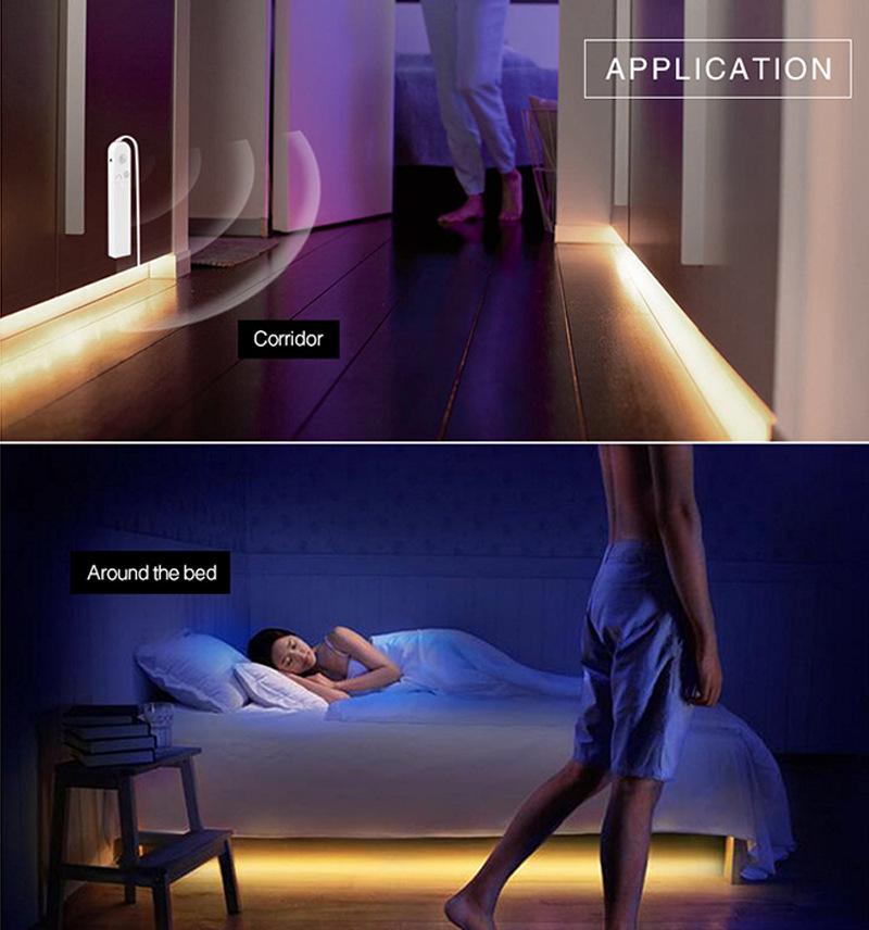 LED Motion Sensor Night Light Strip with PIR Technology for Cabinets and Wardrobes
