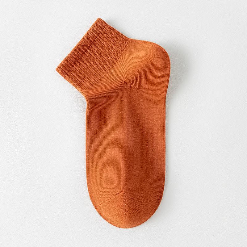 

Женские весенне-летние носки до середины икры с защитой от запаха, влагоотводящие и дышащие тонкие хлопковые носки однотонной расцветки, повседневные летние антибактериальные носки 1 pair коралловый