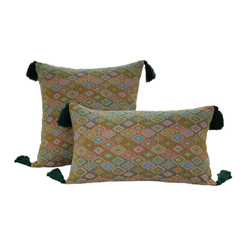 Retro European Style Cotton Linen Flower Cushion Pillowcase Living Room Sofa Backrest High Precision Jacquard Cushion Cover