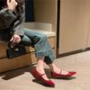 Pointed Square Buckle New Single Shoes Versatile Commuter Thick Heel Mary Jane Women's Shoes