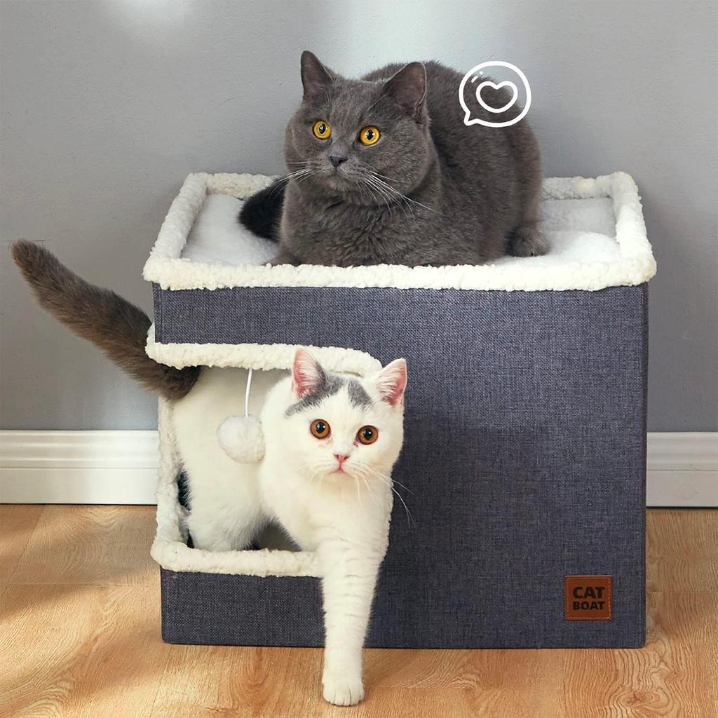 Foldable All-Season Cat and Dog Bed with Scratching Board