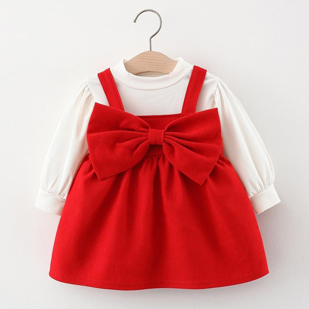Toddler Baby Kids Girls Solid T-shirt Tops Princess Dress Set Casual Clothes