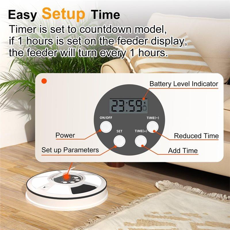 Smart Cat Feeder Food Dispenser With 6-Meal Timer For Dry And Wet Food For Domestic Pets