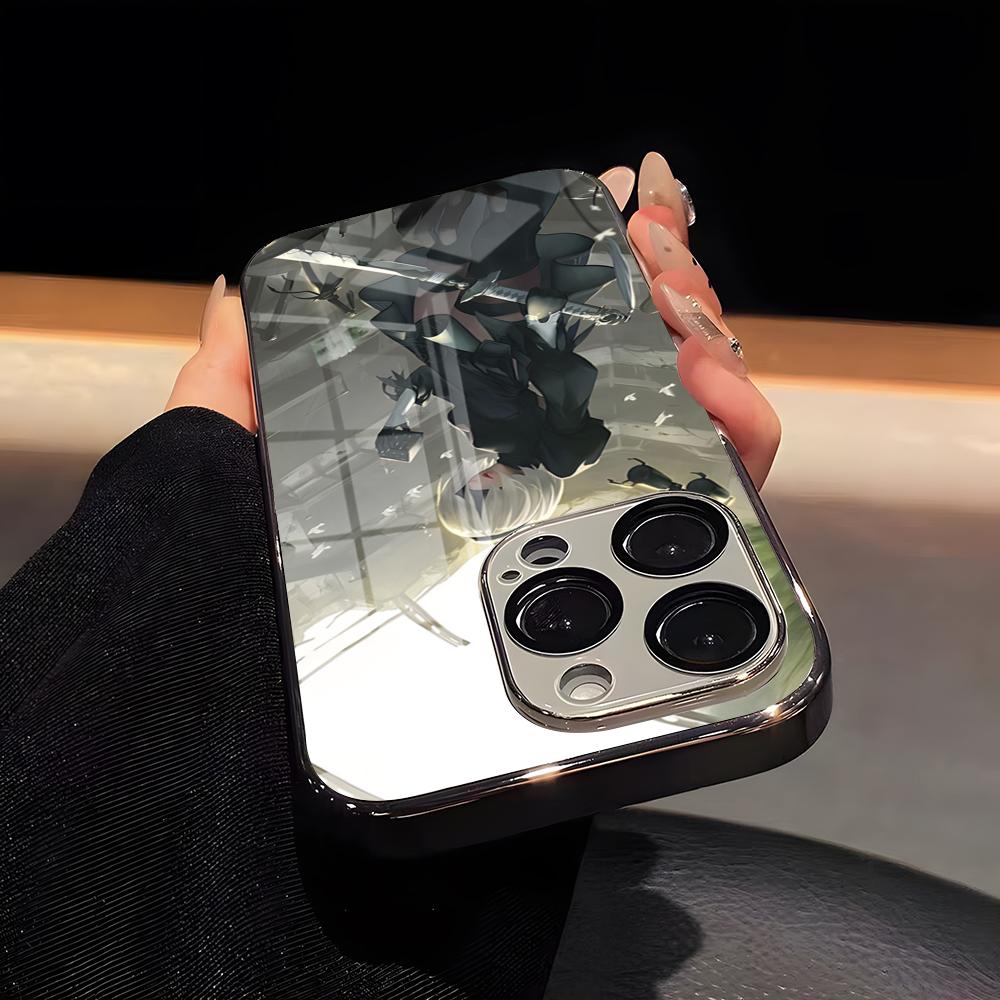 Nier Automata Game Phone Case Luxury Glass Phone Case For IPhone 17 16 15 14 13 12 11 Pro Max Plating Frame Cover