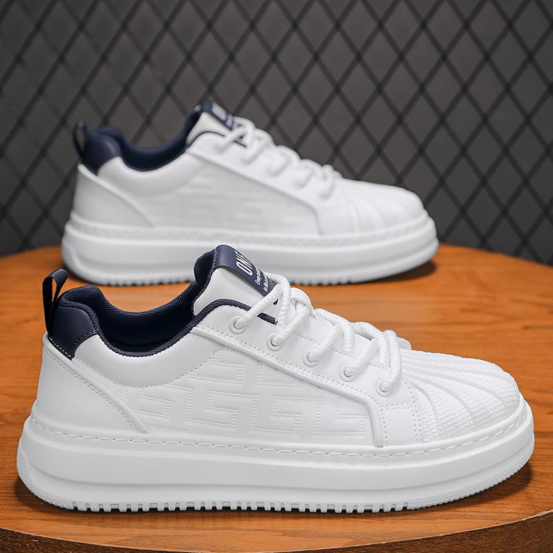 Fashion Men's thick soled casual shoes breathable soft sole four season comfort students white shoes outdoor walking sports board shoes
