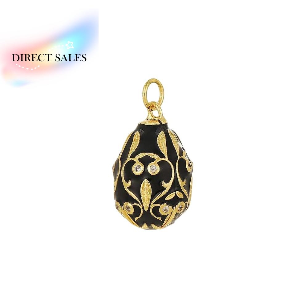 Chic Copper Colorful Enamel Pendant Jewelry Accessories Oval Easter Egg Crystal Pendant Charms Flower Necklace Pendant Women
